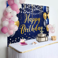 Lofaris Glitter Light Strip Balloon Blue Birthday Backdrop