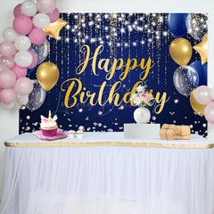 Lofaris Glitter Light Strip Balloon Blue Birthday Backdrop