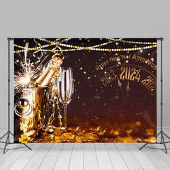 Lofaris Glitter Lighting Champagne Happy New Year Backdrop