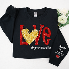 Lofaris Glitter Love Grandma Life And Kids Custom Sweatshirt