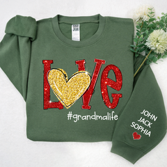 Lofaris Glitter Love Grandma Life And Kids Custom Sweatshirt