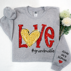 Lofaris Glitter Love Grandma Life And Kids Custom Sweatshirt