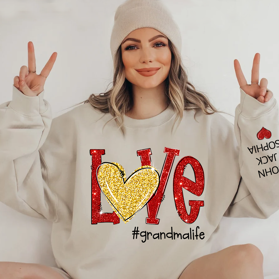 Lofaris Glitter Love Grandma Life And Kids Custom Sweatshirt