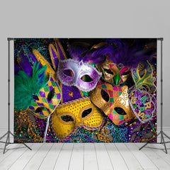 Lofaris Glitter Masks Mardi Gras Masquerade Carnival Backdrop