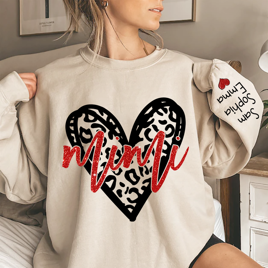 Lofaris Glitter Mimi Heart Custom Name Valentine Sweatshirt