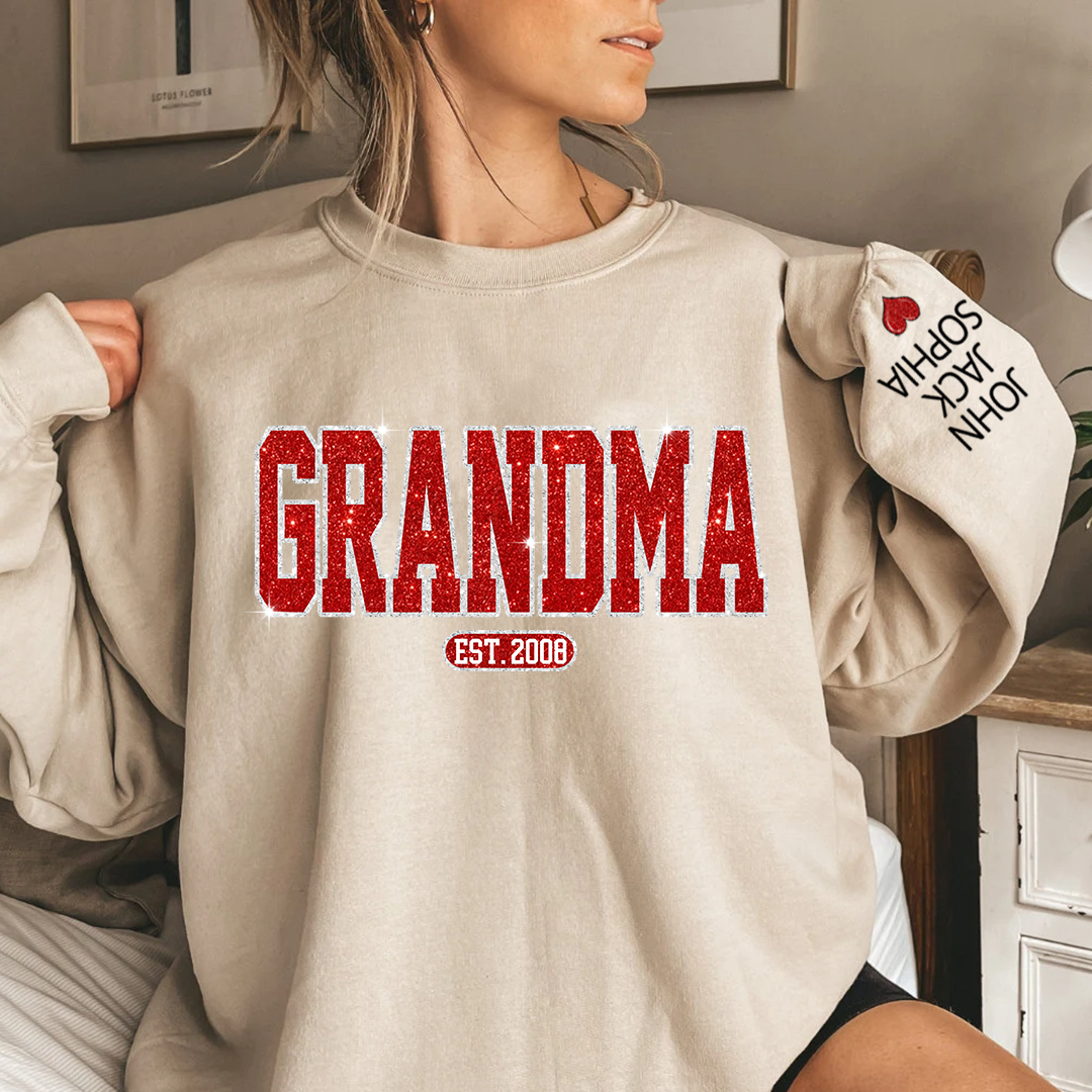 Lofaris Glitter Nana Grandma Est And Kids Custom Sweatshirt