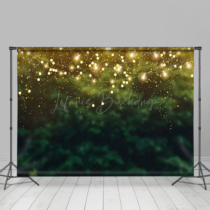 Lofaris Glitter Night Green Leaves Bokeh Dance Party Backdrop