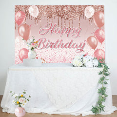 Lofaris Glitter Pink Balloons Gift Happy Birthday Backdrop