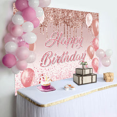 Lofaris Glitter Pink Balloons Gift Happy Birthday Backdrop