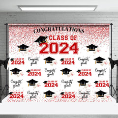 Lofaris Glitter Pink Black Congratulation Class Of 2024 Backdrop