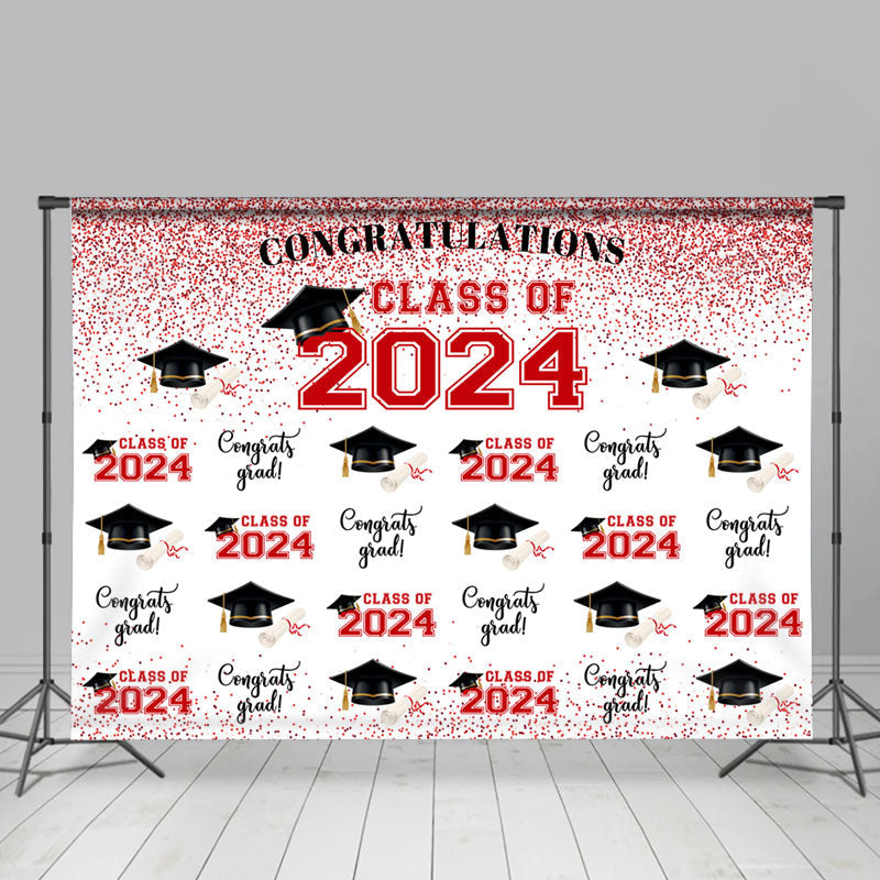 Lofaris Glitter Pink Black Congratulation Class Of 2024 Backdrop