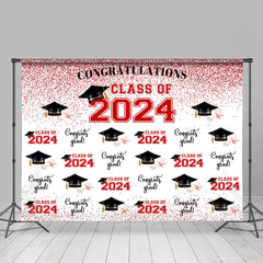 Lofaris Glitter Pink Black Congratulation Class Of 2024 Backdrop