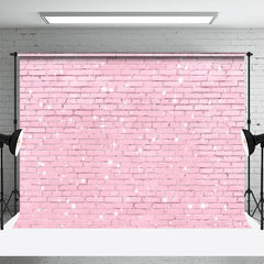 Lofaris Glitter Pink Brick Wall Valentines Day Backdrop