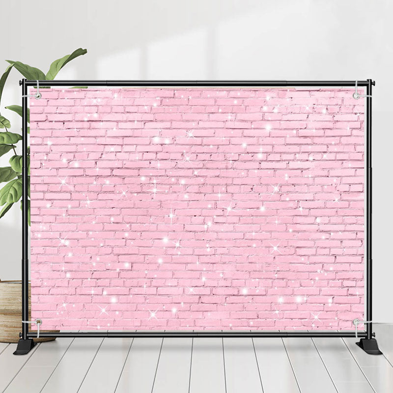 Lofaris Glitter Pink Brick Wall Valentines Day Backdrop