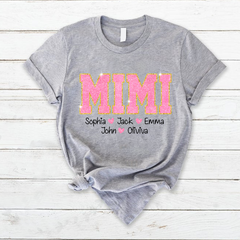 Lofaris Glitter Pink Mimi Nana Grandma And Kids T - Shirt