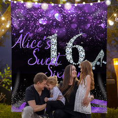 Lofaris Glitter Purple Bokeh Custom 16th Birthday Backdrop