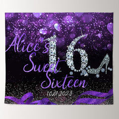 Lofaris Glitter Purple Bokeh Custom 16th Birthday Backdrop