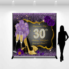 Lofaris Glitter Purple Custom Name 30Th Birthday Backdrop