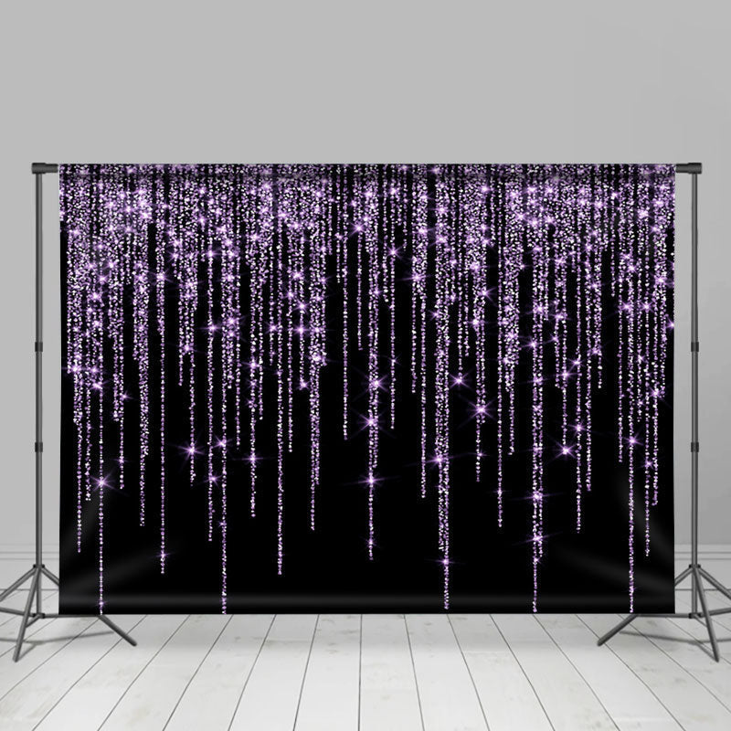 Lofaris Glitter Purple Diamonds Black Photography Backdrop