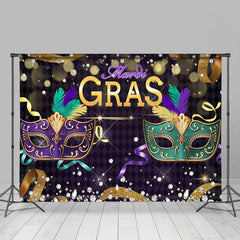 Lofaris Glitter Purple Green Masquerade Mardi Gras Backdrops