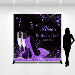 Lofaris Glitter Purple Heel Personalized Birthday Backdrop