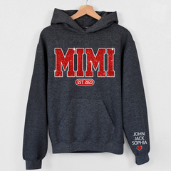 Lofaris Glitter Red Custom Name Mimi Grandma Gift Hoodie