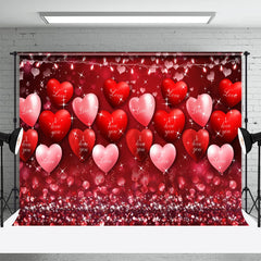 Lofaris Glitter Red Heart Balloons Valentines Day Backdrop