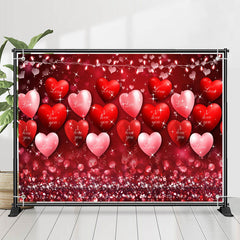 Lofaris Glitter Red Heart Balloons Valentines Day Backdrop