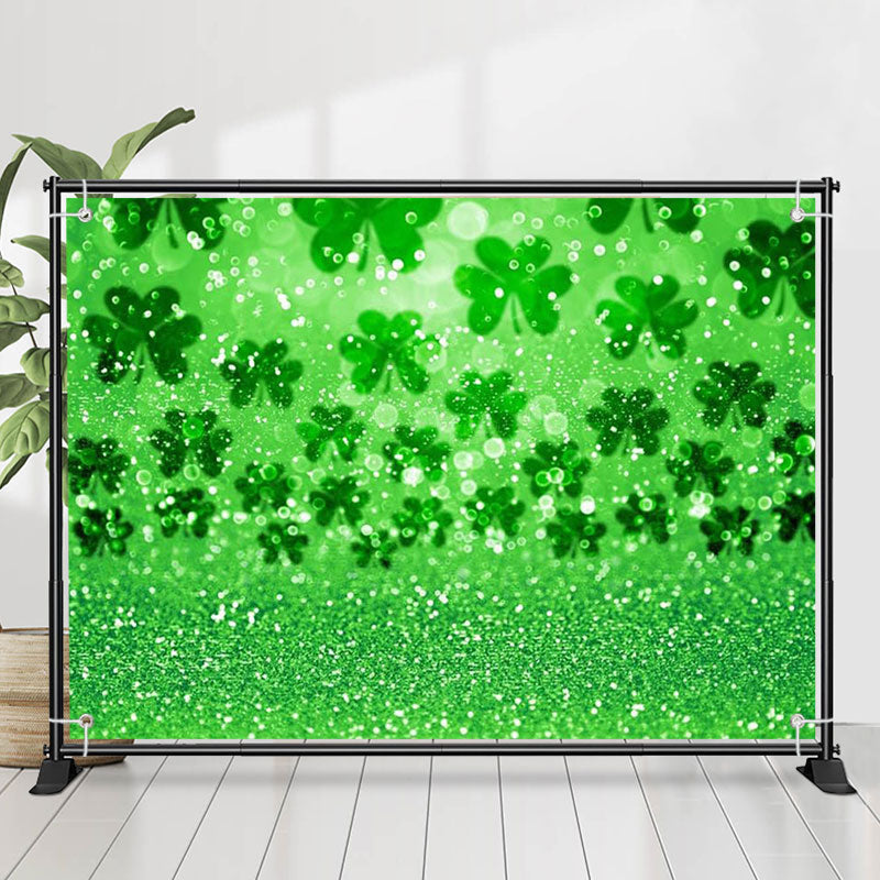 Lofaris Glitter Repeat Clover Bokeh St Patricks Day Backdrop