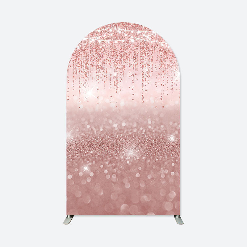 Lofaris Glitter Rose Gold Party Double Sided Arch Backdrop