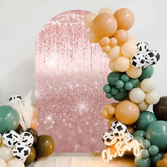 Lofaris Glitter Rose Gold Party Double Sided Arch Backdrop