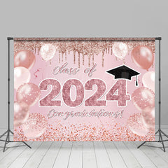 Lofaris Glitter Rose Pink Balloon Class 2024 Grad Backdrop