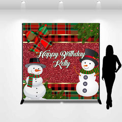 Lofaris Glitter Scottish Plaid Winter Custom Birthday Backdrop