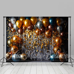 Lofaris Glitter Sequin Gold Balloons Birthday Photo Backdrop