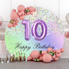 Lofaris Glitter Sequin Round Happy 10th Birthday Backdrop