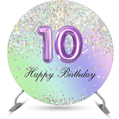 Lofaris Glitter Sequin Round Happy 10th Birthday Backdrop