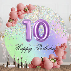 Lofaris Glitter Sequin Round Happy 10th Birthday Backdrop