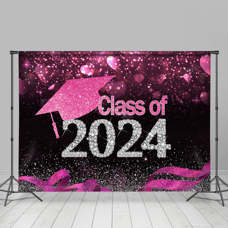 Lofaris Glitter Simple Happy Graduation 2024 Backdrop