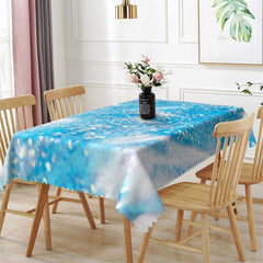 Lofaris Glitter Spar Sea Blue Color Rectangle Tablecloth