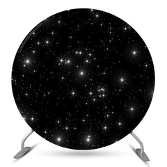 Lofaris Glitter Stars Black Birthday Party Round Backdrop