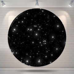 Lofaris Glitter Stars Black Birthday Party Round Backdrop