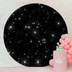 Lofaris Glitter Stars Black Birthday Party Round Backdrop