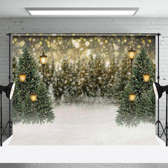 Lofaris Glitter Street Lamp Snowfield Tree Winter Backdrop