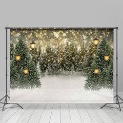 Lofaris Glitter Street Lamp Snowfield Tree Winter Backdrop