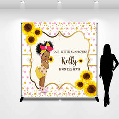 Lofaris Glitter Sunflower Custom Baby Shower Backdrop For Girl