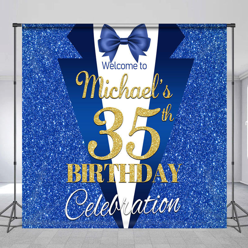 Lofaris Glitter Vlue Suit Custom 35th Birthday Backdrop