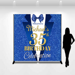 Lofaris Glitter Vlue Suit Custom 35th Birthday Backdrop