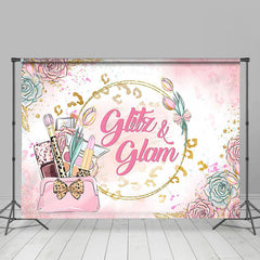 Lofaris Glitz Glam Pink Floral Make Up Backdrop For Girl