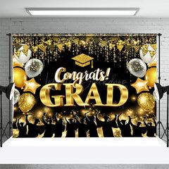 Lofaris Gloden Glitter Tassel Balloon Graduation Backdrop