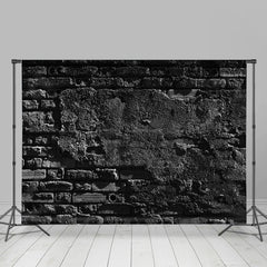 Lofaris Gloomy Black Brick Wall Portrait Photo Backdrop